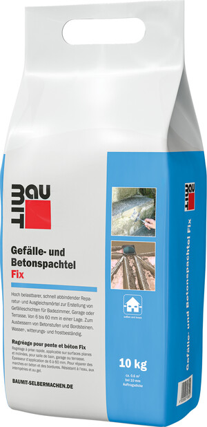 Der Gefälle- und Betonspachtel Fix ist im 10 kg Foliensack erhältlich.