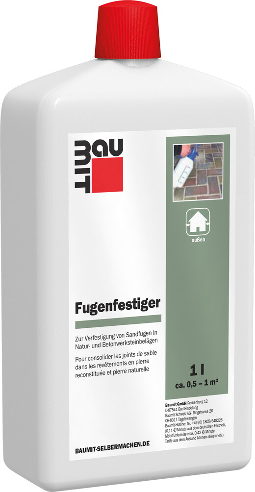 Der Baumit Fugenfestiger ist in der 1 l Kunststoffflasche erhältlich.