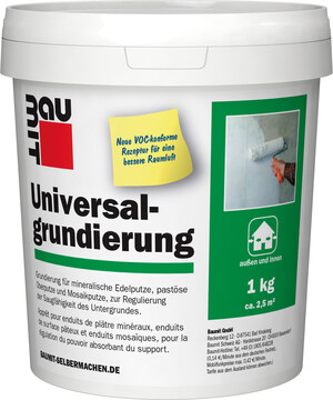 Die Universalgrundierung ist in der 1 kg Kunststoffdose in der Farbe Weiß erhältlich.